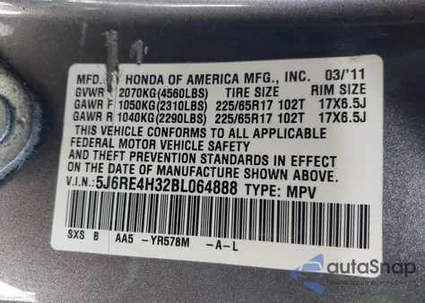 2011 Honda Cr-V Lx z USA, uszkodzony, nr VIN 5J6RE4H32BL064888